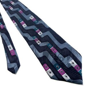 Addison On Madison Silk Tie Abstract Black‎ Blue Print
